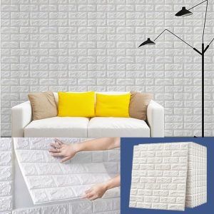 (5 gab.) Pašlīmējošās ķieģeļu tapetes ar 3D rakstu | BRICKSBY